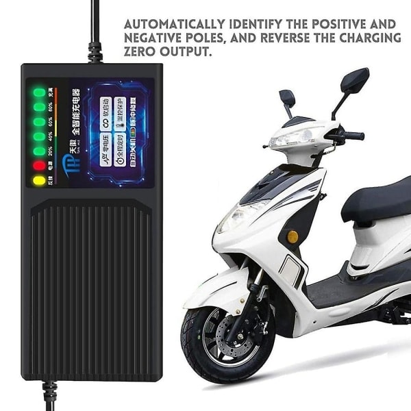 60v 20ah Elektrisk Fordon Laddare Med 7 Ljus Display Ström Läcka Skydd Bly-Syra Laddare