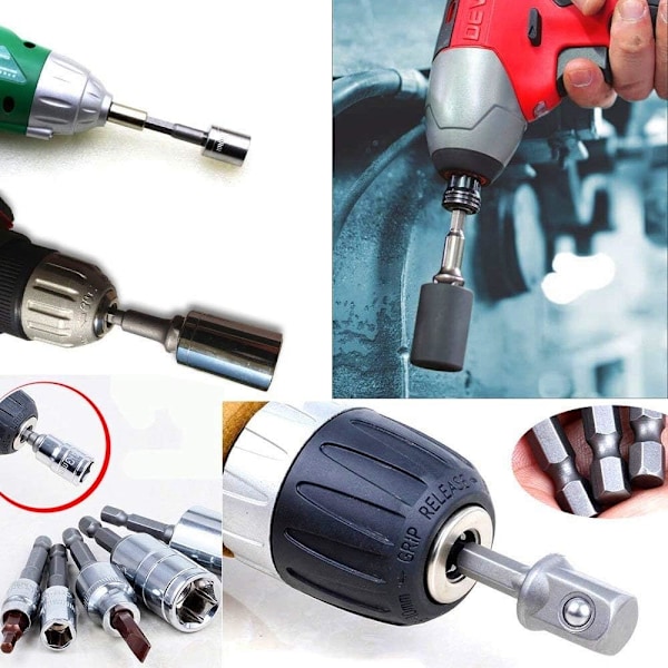Nyeste hylseadapter, sæt 3-delt møtriknøglesæt til 1/2\" 3/8\" 1/4\" skraldenøgle, KoleZy