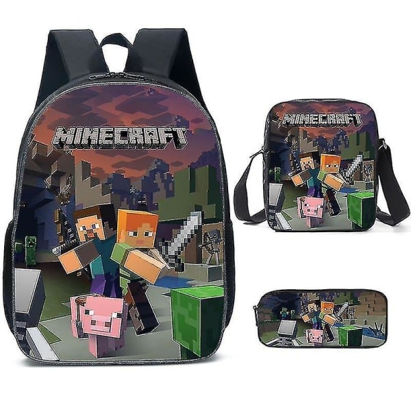 Minecraft skolväskor för grundskolan och gymnasiet Minecraft Game Peripheral ryggsäck i tre set K