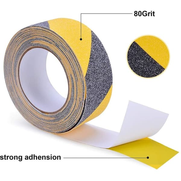 Skridsikker tape til udendørs trapper 10cm 5m gul sort