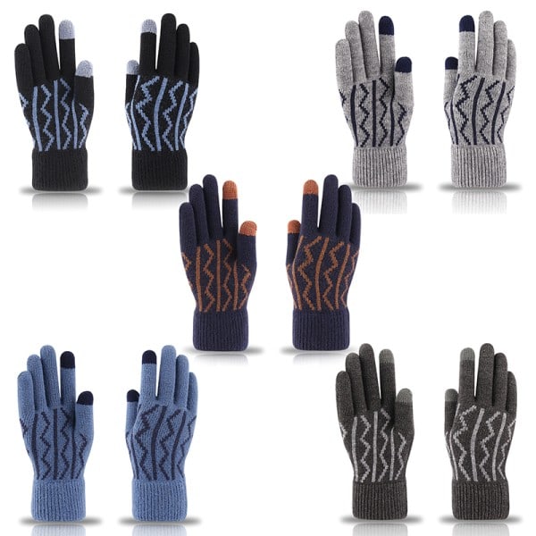 Winter Touch -lämpimät joustavat neulotut lapaset, täyssormimalli, musta