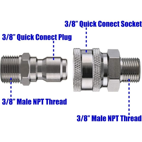 Tool Daily Kulventilset för Högtryckstvätt, 3/8\" Snabbkoppling för Högtryckstvättslang, 4500 PSI