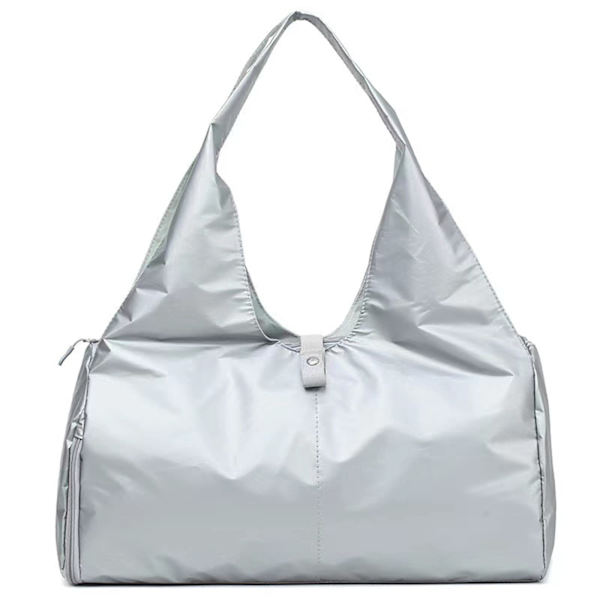 Sports Bag, Weekendtasker til kvinder, med skorum og våde og tørre lommer, rejsetaske, yogamåtte tasker, hospitalstaske (sølv)