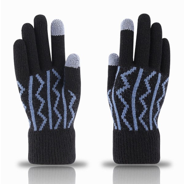 Winter Touch -lämpimät joustavat neulotut lapaset, täyssormimalli, musta