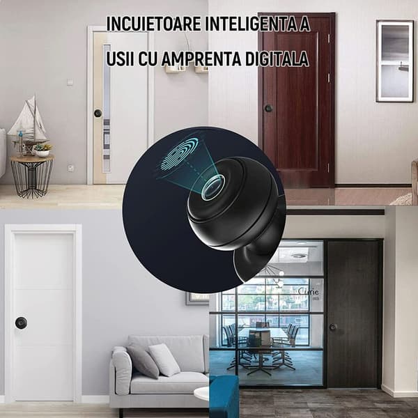 Smart Lås, Internet of Things, Fingeraftryk, Nøgle, Aluminiumlegeringsmateriale, Sort