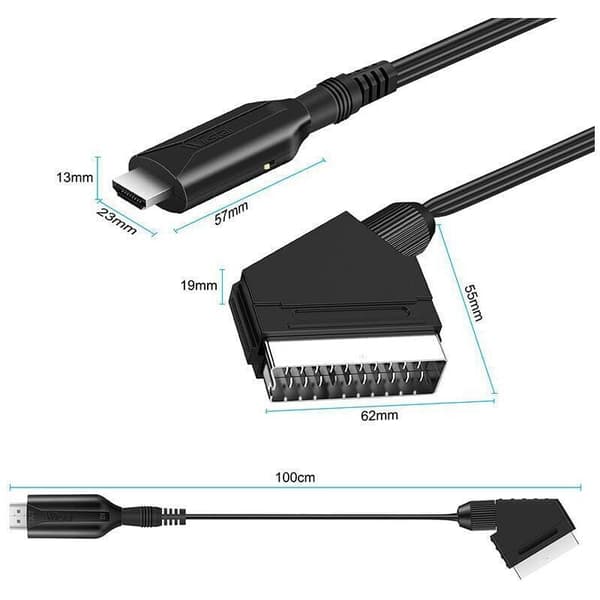 HDMI till SCART Adapter Converter - Kompatibel med Philips, Stöder 1080p/720p Video Audio
