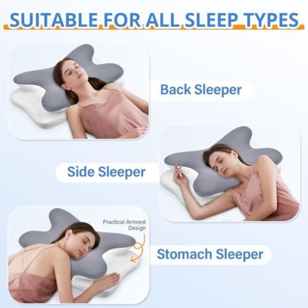 Memory Foam Nackkudde för Sidosovare Ryggsovare Magsovare Cervical Support Ergonomisk 59x40x9/12cm
