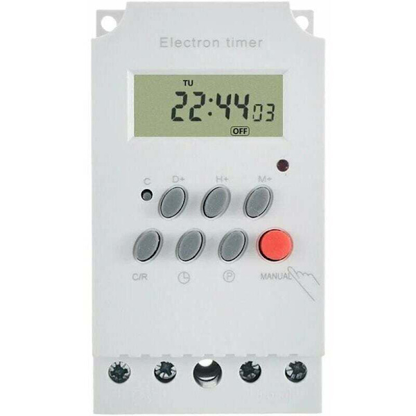 Programmerbar Digital Timer Switch 25A 220V DIN-skena med LCD-display Kompatibel med AC Vit