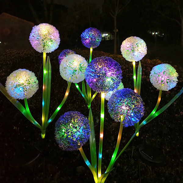 3-hodet solsikke lys utendørs bakke-innsatt plen hage dekorative lys LED løk ball blomst landskap lys Square large plate with flash 3 Dandelion Purple