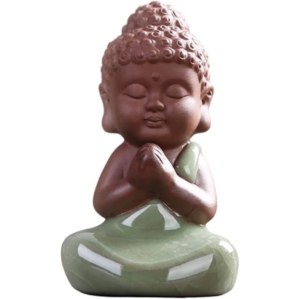 1. st (STIL-C) Keramisk liten søt baby Buddha-statue munkfigur C