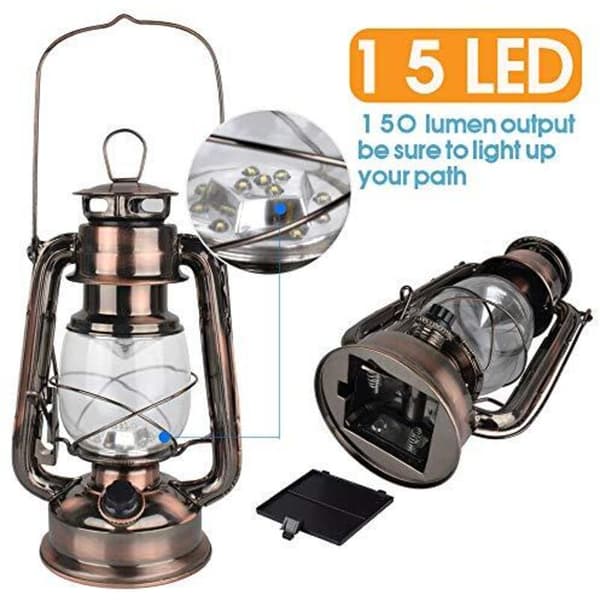 LED Stormlykta Batteridriven med Dimmer Varmvit 150lm Inomhus Utomhus Koppar