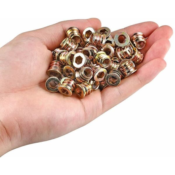 40 M8x15mm Puuruuvikierreinsertit - Kuusikulmaiset puumutterit