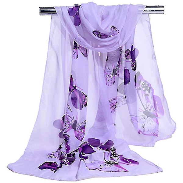 Dam Chiffon Sjal Transparent Wrap Scarves Dam Lätt Mjuk Fashion Blommig Tryckt