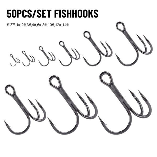 50 st/set fiskekrokar högkolstål 4 4 4