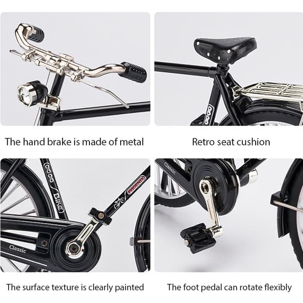 Retro cykel model kit miniature metaldekoration til kunstsamling sort