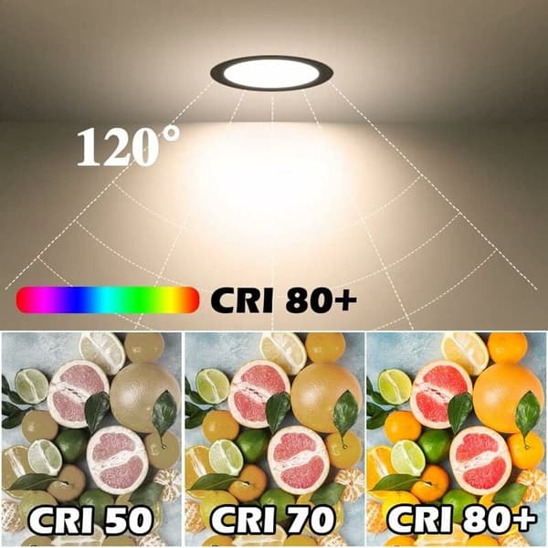 6-pack svart infälld LED spotlight extra platt IP44 kallvit 6000k badrum kök sovrum vardagsrum