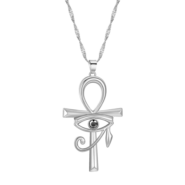 2 stk rustfritt stål Eye of Horus Egypt og koptisk Ankh Cross religiøst anheng