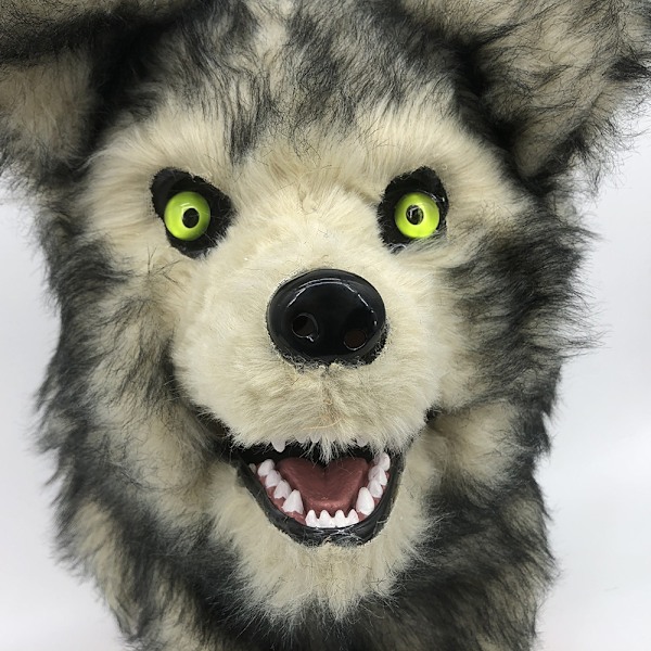 Halloween skrekk latex utstoppet dyrehodemaske dansefest simulering cos Moving mouth wolf mask