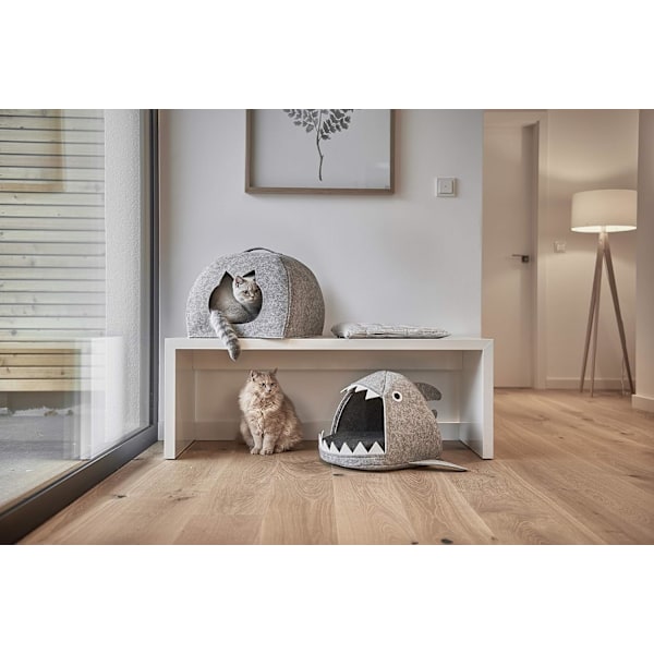 Kattkorg i filt, kattkorg, filt, grå