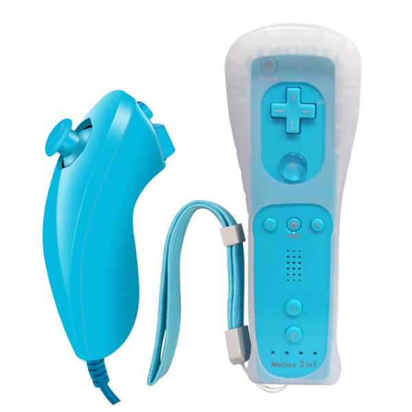 Wii-controller, venstre og højre controller, indbygget accelerator, 2 i 1 venstre og højre controller Light blue