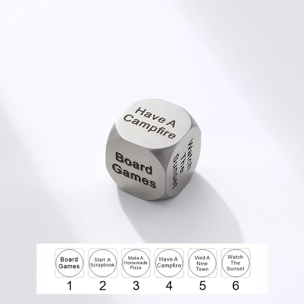 Beslutnings-Terninger MovieNight Tangle Disorder Gospel Valentinsdag Dating Rustfrit Stål QS5011 16MM dice steel color in box