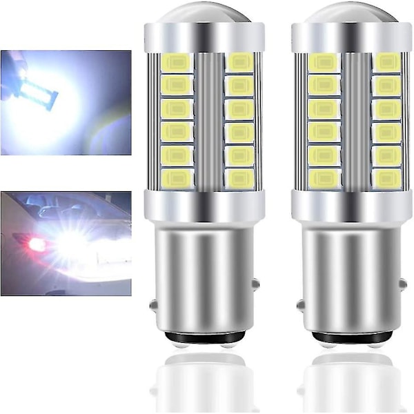 2 stk. 1157 Bay15d LED-bilpære Hvid 900lm Super Bright LED-baklygte 12v (FMY)