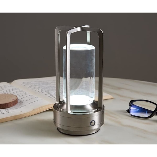 Sladdlös I-formad metallisk bordslampa med touchsensor, 3 färger dimbar laddningsbar skrivbordslampa Gold & Silver 2pcs