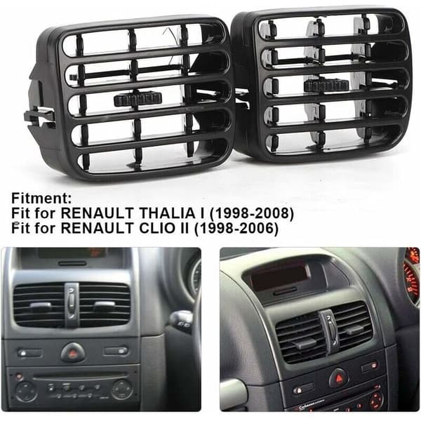 Ventilasjonsgitter for Renault Clio MK2 1998-2006 Dashbord, 2-pakning, Grå