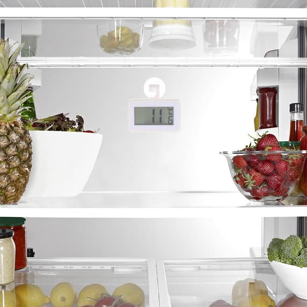 Kylskåps- och frytermometersats om 2, LCD-display, Celsius/Fahrenheit-omkopplare, 3-vägsmontering, för hem, kök, kontor