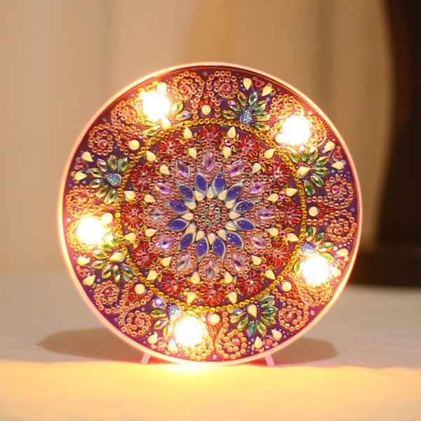 DIY Mandala Täyspora Timanttimaalaus LED-yövalaisimella DIY Askartelusarjat null - ZXD005
