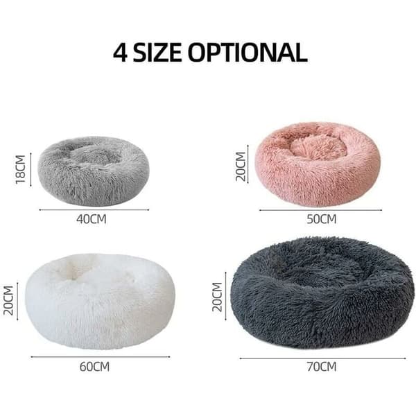 Blød Fleece Rund Kæledyrsseng til Katte og Hunde Pink 50 cm