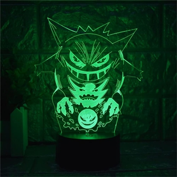 Tecknad Elf Gengar Nattlampa 3D Illusion LED-lampa Barn