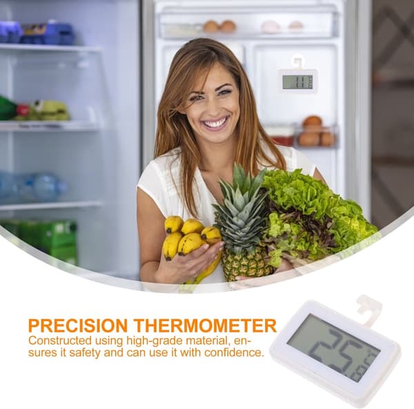 Kylskåps- och frytermometersats om 2, LCD-display, Celsius/Fahrenheit-omkopplare, 3-vägsmontering, för hem, kök, kontor