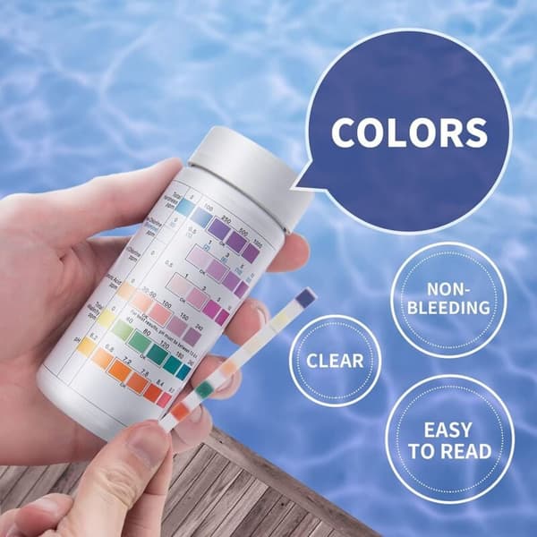 100 Pool Test Strips 7 i 1 til Spa og Jacuzzi Vandkvalitetsanalyse med pH Klor Brom Alkalinitet Hårdhed Cyanursyre