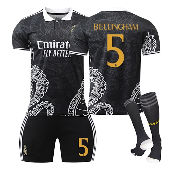 23-24 Real Madrid fodboldtrøje dragemønster version børn og voksne sæt sport holduniform NO.5 BELLINGHAM NO.5 BELLINGHAM 28 NO.5 BELLINGHAM 28