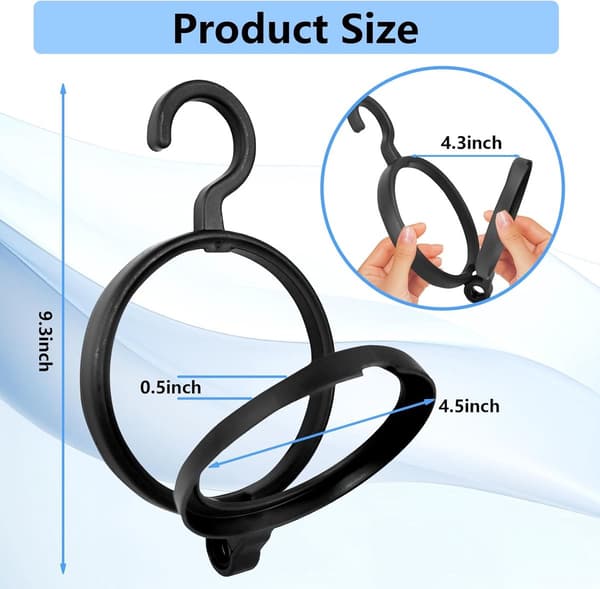 3-pack vikbart perukställ, platsbesparande ABS-plasthängare för peruker, hattar, sjalar, väskor, förvaring och display, svart, 24 cm
