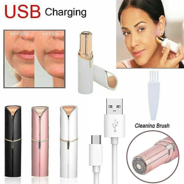 Flawless Facial Hair Remover USB Oppladbar 18k gullbelagt resultat som Jml Black