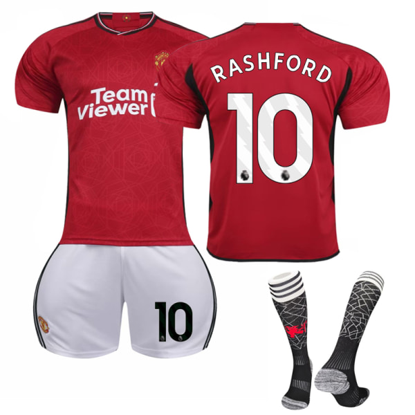 2023-2024 Manchester United Hjemme Barn Fotballsett Nr.10 Rashford 24