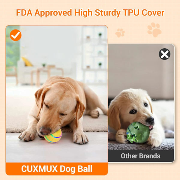 Aktiv rullende bold til hunde, fjernbetjent hundebold, interaktivt hundelegetøj, legetøj til aggressive tyggere, Peppy Pet bold til hunde gul Yellow