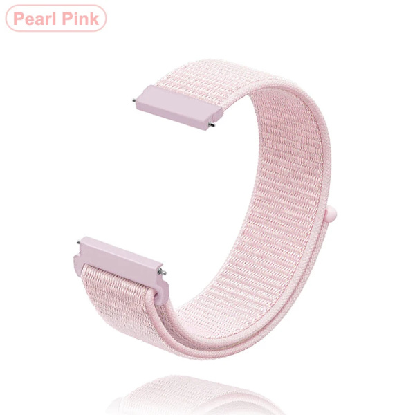 Nye 18mm 20mm 22mm remme til Garmin Venu 2S armbånd Vivoactive 3 4S 4 Forerunner 245 645 Galaxy Watch 4 Classic 42 46mm Pearl Pink Nylon 20mm