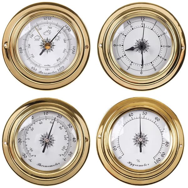 Analog vejrstation - Barometer, termometer, hygrometer 4 stk