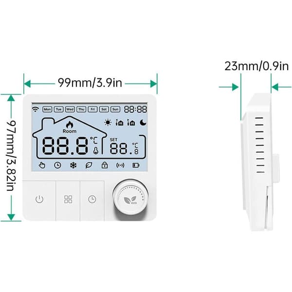 Smart WiFi Termostat med App-kontroll - Programmerbar Elektrisk Varmestyring for Radiatorer og Systemer