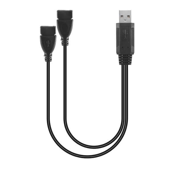 USB-virtajohto-sovitinkaapeli 2.1A uros - 2 kaksois