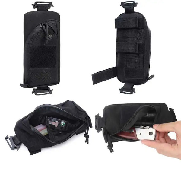Resväska Bärbar Första Hjälpen Kit Väska Molle Telefon Väska Armé EDC Verktyg Svart-S Black-S