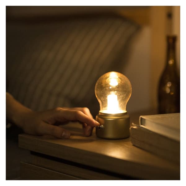 USB Uppladdningsbar Retro LED Bordslampa för Sovrum, Guld - Kompatibel med Philips