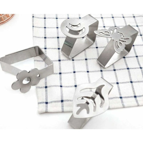 4 dugklemmer i rustfrit stål, sommerfugledesign, rustfri, sølv, 6,5 cm
