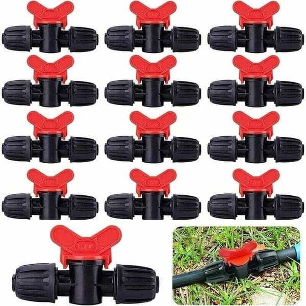 20-pack 16 mm PE droppbevattningsventiler med låsande hullingkoppling - Kompatibla med vattenflödeskontrollsystem