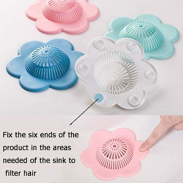 Hår Fångare Silikon Hår Stopper Dusch Avloppsskydd, Badkar och Dusch Avloppsskydd med Sugkoppar Passar för Badrum Badkar och Kök Blue,green,white,pink