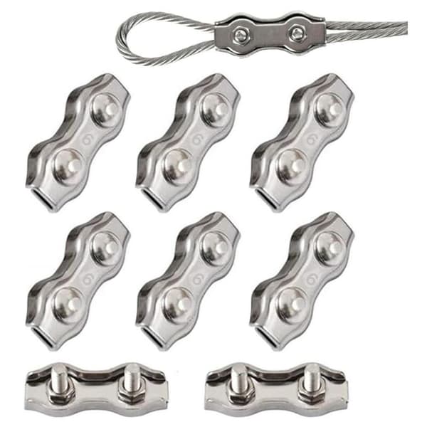 6 st Duplex Clips M6 Vajerlås Rostfritt Stål 304 Duplex Klammer för 6mm Vajer Rigging