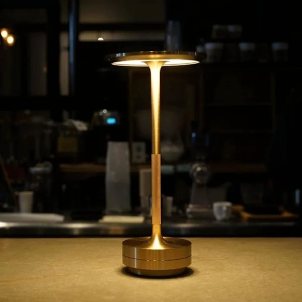 Sladdlös I-formad metallisk bordslampa med touchsensor, 3 färger dimbar laddningsbar skrivbordslampa Gold 2pcs